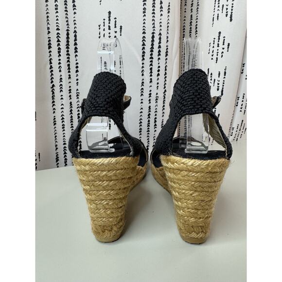 Gaimo Ankle Strap Wedge Espadrilles Womens Sandals Size 41 Black Jute Resort - Picture 6 of 13